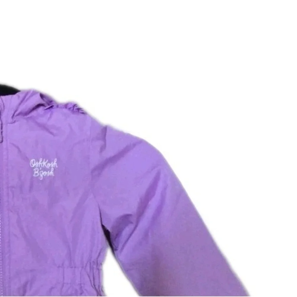 OshKosh B'gosh Girls 4T Purple Hooded Windbreaker Jacket Ruffle‎ Lightweight Zip
